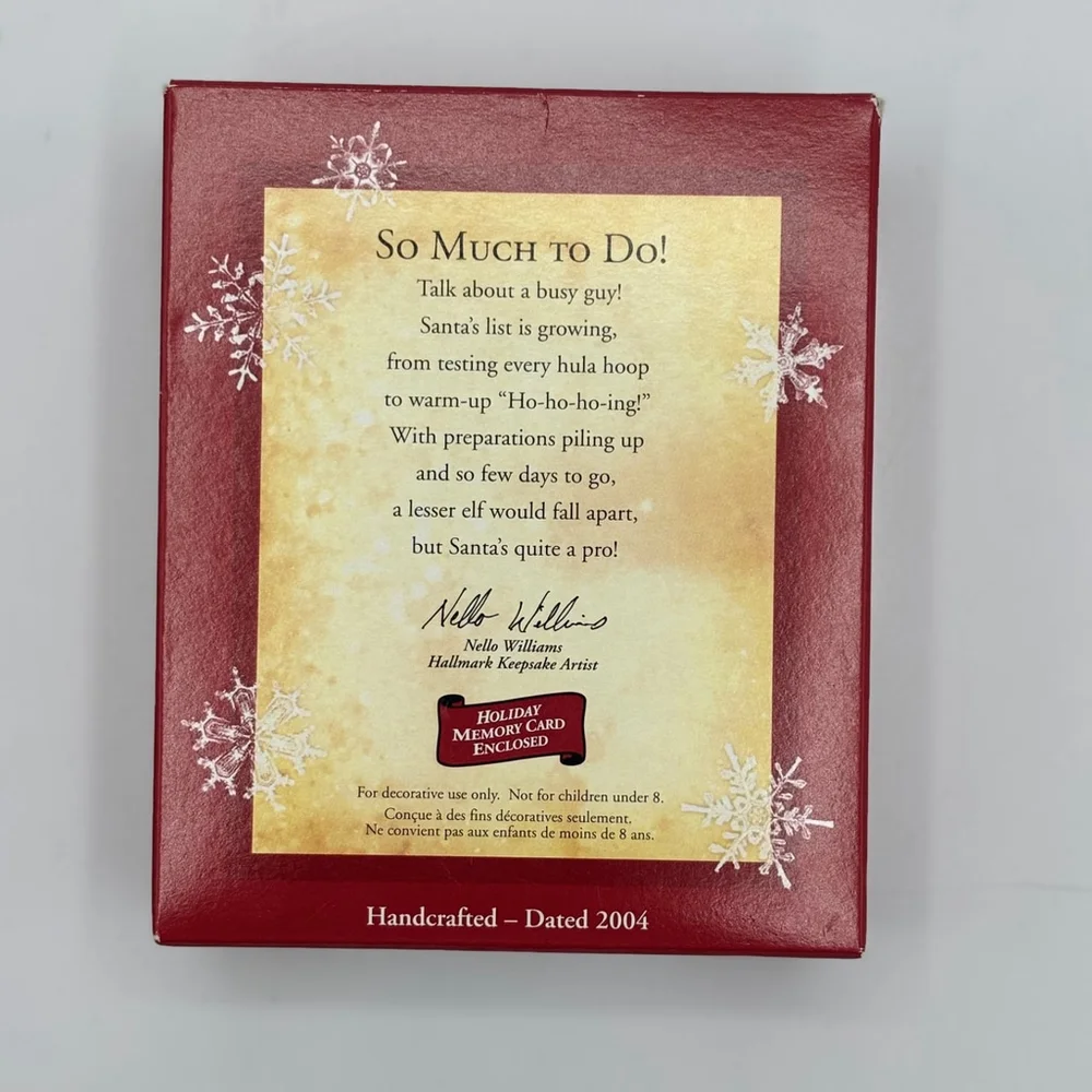 Vintage 2004 Hallmark Keepsake So Much To Do Ornament Santa Checking List Funny